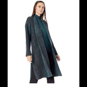 NWT Eileen Fisher Pine Oxidized Wool Jacquard Kimono Coat S/M or PM